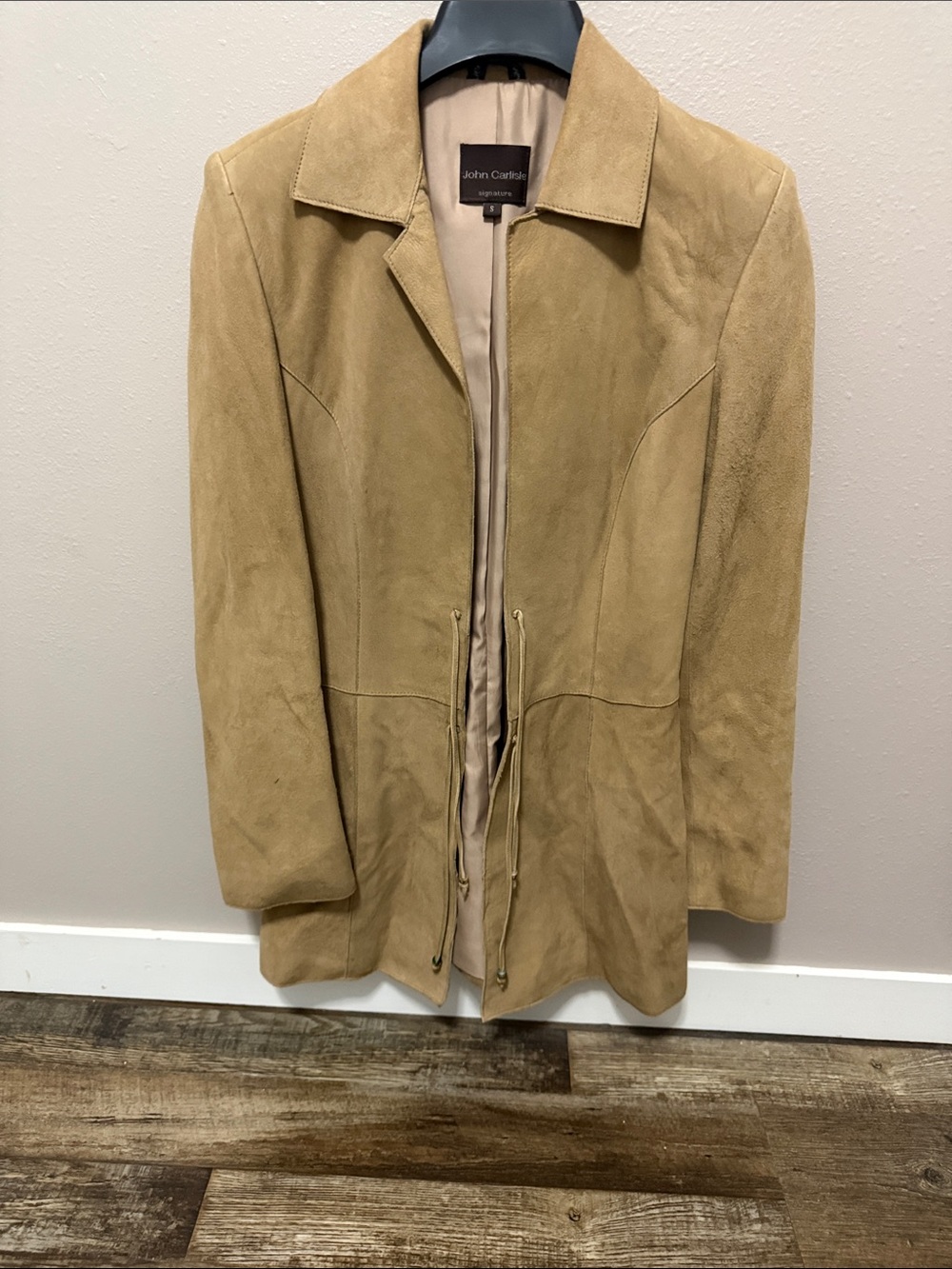 John Carlisle women’s small Tan Suede long jacket